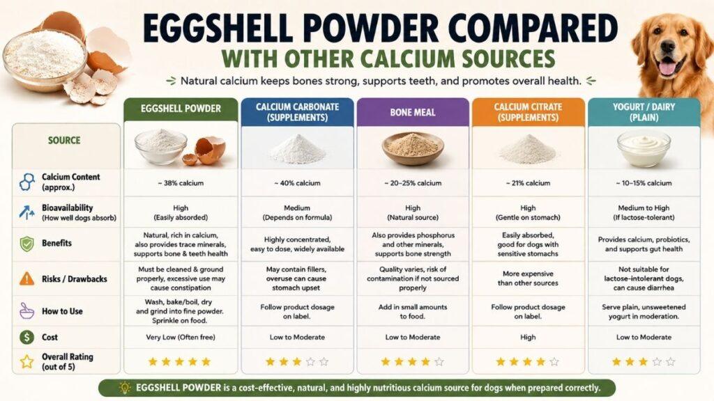 Eggshell powder compared with other calcium sources