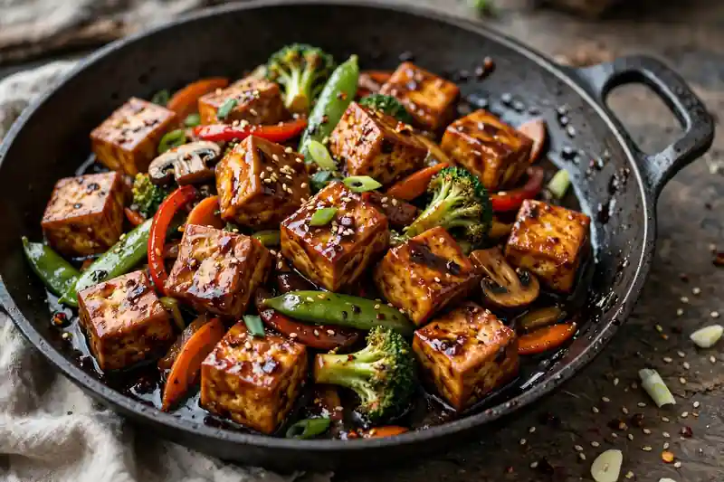 Seasoned tofu stir-fry with sauce that dogs should not eat